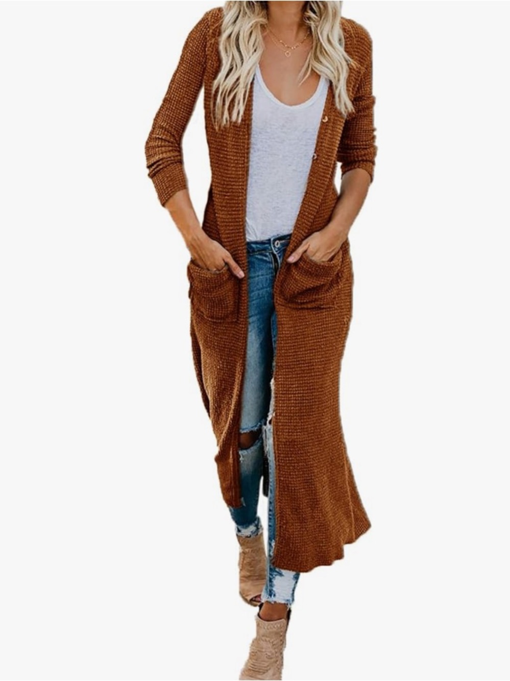 Amazon Long Button Up Pocketed Cardigan Sweater